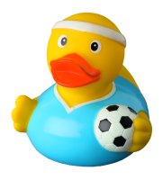 3 Fußball Quietscheenten – UVP: 17,97 € - Fußball, Fußballer und Fußballfan Ente – 3erSet - bestehend aus 3 Quietsche-Enten- Badeenten - ca. 8 cm gross