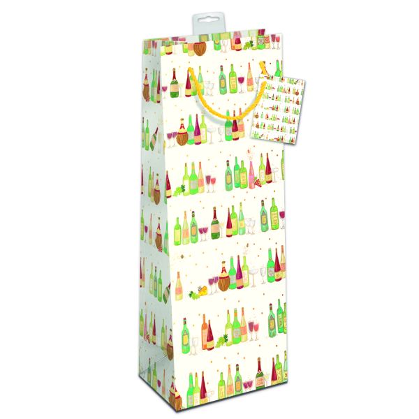 6 Geschenktaschen, Bundle Bottle / Flaschen-Format Weinflaschen mit Kordel  UVP: 17,70 pro Tüte 2,95