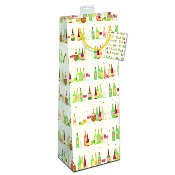 6 Geschenktaschen, Bundle Bottle / Flaschen-Format Weinflaschen mit Kordel  UVP: 17,70 pro Tüte 2,95