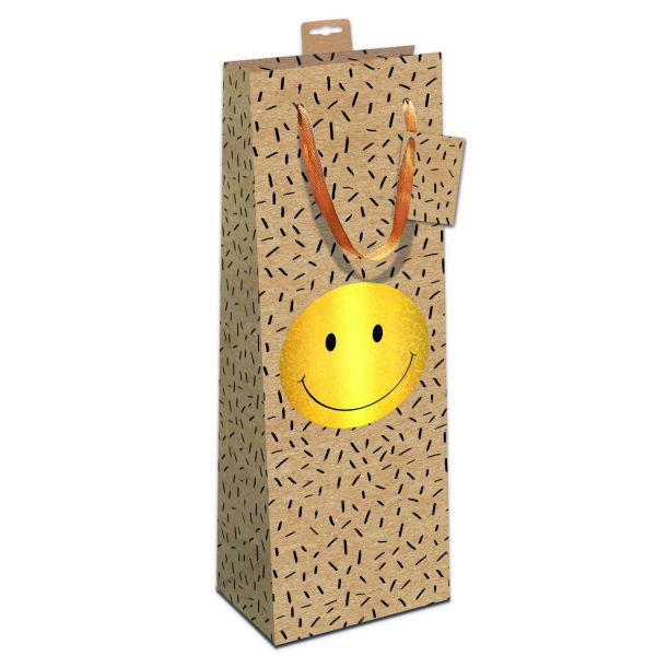6 Geschenktaschen Bundle Bottle Flaschen-Format Smile Zuckerrohrpapier  UVP: 17,70 pro Tüte € 2,95