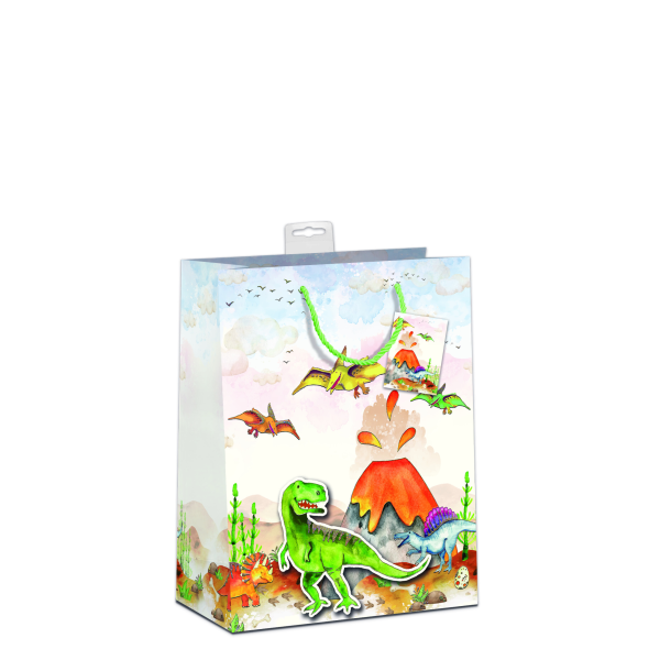 Kindergeburtstag 6 Geschenktaschen, Bundle Medium / A5-Format Dinosaurier, Vulkan, 3D Applikation  UVP: 21,00 pro Tüte 3,50