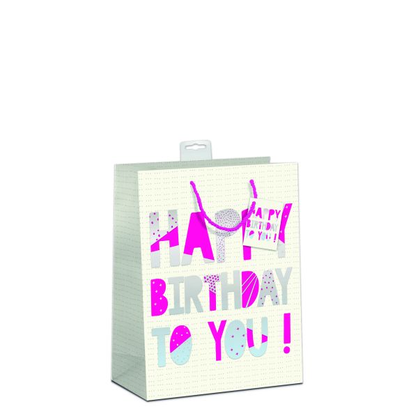 6 Geschenktaschen, Bundle Medium / A5-Format Happy Birthday to you! Rosa  UVP: 17,70 pro Tüte 2,95