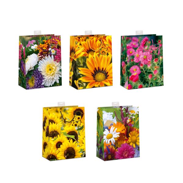 10 Geschenktaschen sortiert Medium A5-Format Blumen auf Wiese UVP 19,50€ pro Tüte 1,95€