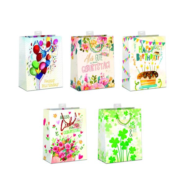 10 Geschenktaschen Bundle Medium A5-Format Luftballons Kleeblätter Kuchen Kerzen Herzen UVP: 19,50€ pro Türe 1,95€