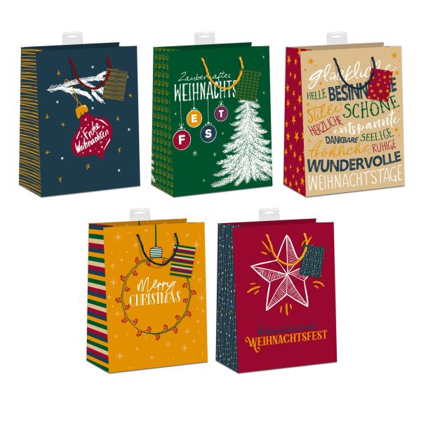 Weihnachten 10 Geschenktaschen, Sortiert Large / A4-Format Weihnachtsmotive UVP: 25,00€ pro Türe 2,50