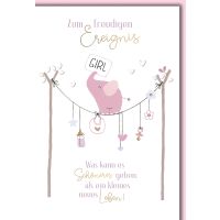 Geburt Baby Mädchen Glückwunschkarte mit...