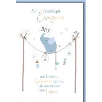 Geburt Baby Junge Glückwunschkarte mit Umschlag...