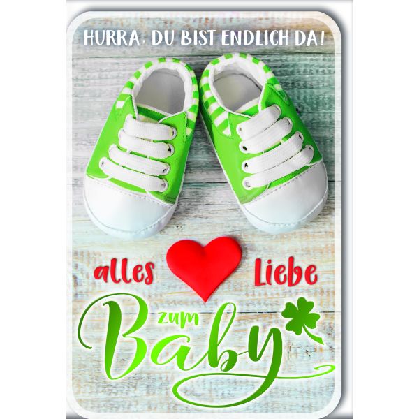 Geburt Baby Freudiges Ereignis Glückwunschkarte mit Umschlag Babyschuhe, Alles Liebe