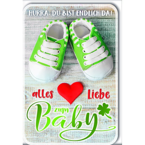 Geburt Baby Freudiges Ereignis Glückwunschkarte mit Umschlag Babyschuhe, Alles Liebe