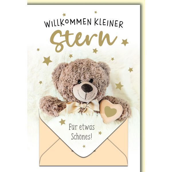 Geburt Baby Freudiges Ereignis Geldkarte Karte mit Umschlag Teddy