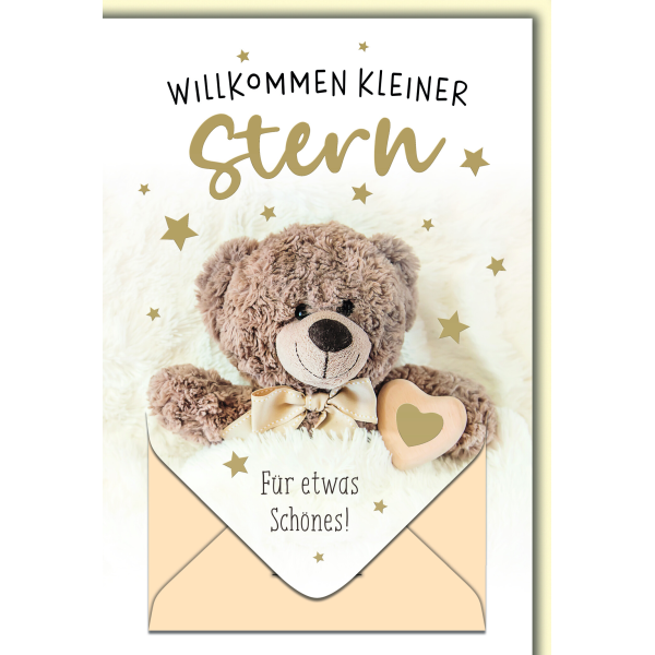 Geburt Baby Freudiges Ereignis Geldkarte Karte mit Umschlag Teddy