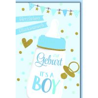 Geburt Baby Junge Glückwunschkarte mit Umschlag...