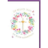 Taufe Glückwunschkarte mit Briefumschlag Blumenkranz