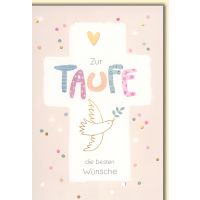 Taufe Glückwunschkarte mit Briefumschlag Taube, pastell