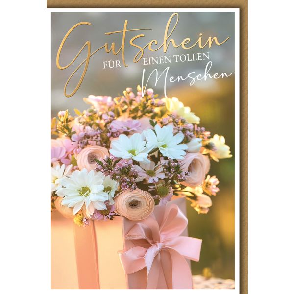 Gutschein Glückwunschkarte mit Briefumschlag Blumenbouquet