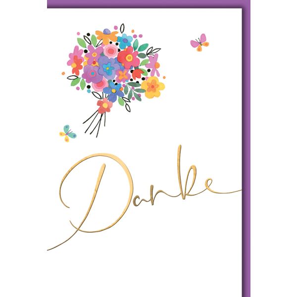 Danke Grußkarte mit Briefumschlag Blumen, bunt