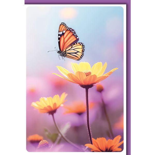 Ohne Text Grußkarte mit Briefumschlag Gerbera & Schmetterling