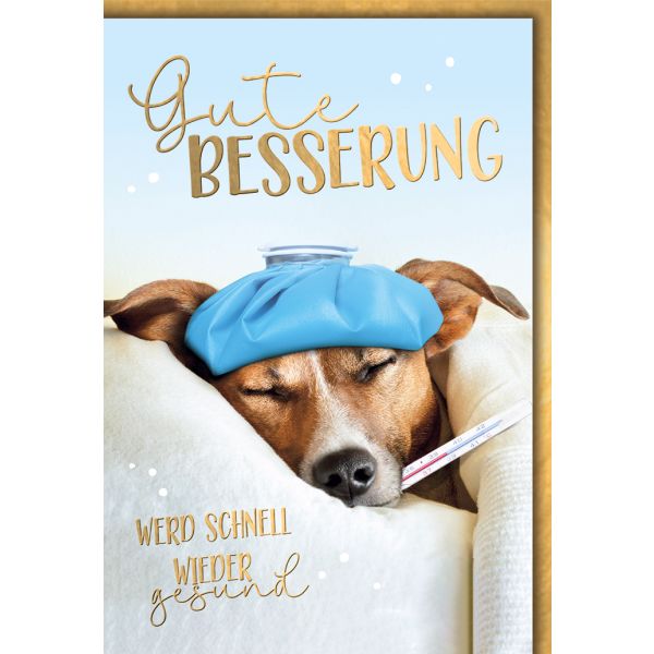 Genesung Grußkarte mit Briefumschlag Kranker Hund