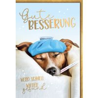Genesung Grußkarte mit Briefumschlag Kranker Hund