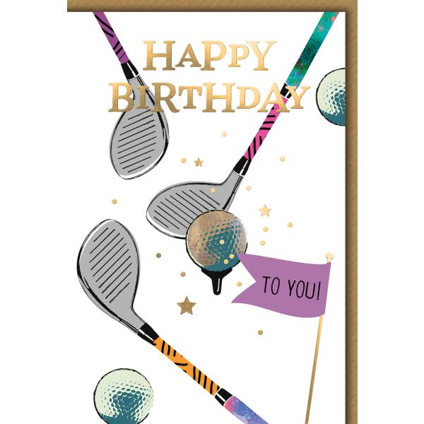 Geburtstag Glückwunschkarte mit Briefumschlag Golfzubehör, gezeichnet