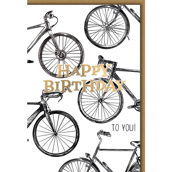 Geburtstag Glückwunschkarte mit Briefumschlag Fahrräder, gezeichnet