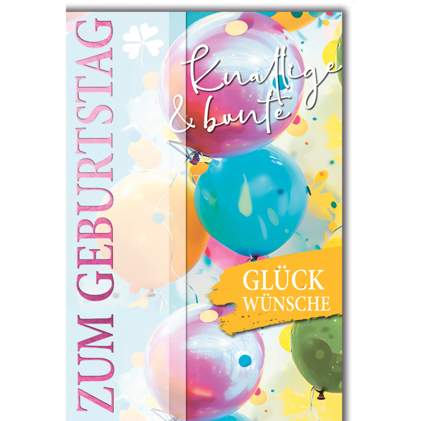 Geburtstag Glückwunschkarte mit Briefumschlag Knallige Luftballons