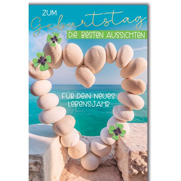 Geburtstag Glückwunschkarte mit Briefumschlag Steinherz