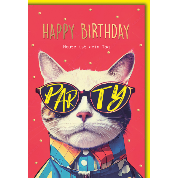 Geburtstag Glückwunschkarte mit Briefumschlag Coole Partykatze