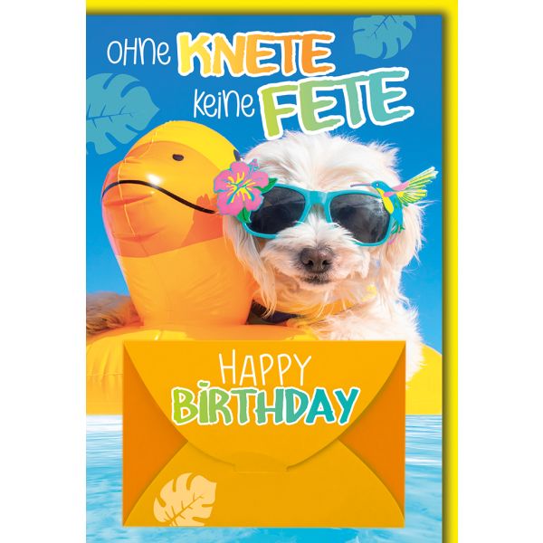Geburtstag Geldkarte Glückwunschkarte mit Briefumschlag Hund im Pool