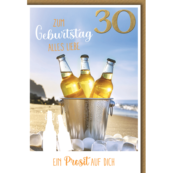 30. Geburtstag Glückwunschkarte mit Briefumschlag Bierflaschen gekühlt