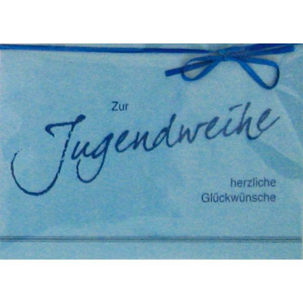 Jugendweihe Glückwunschkarte mit Umschlag  Schleife Herzliche Glückwünsche