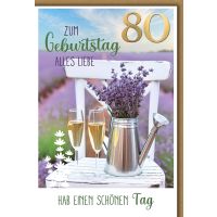 80. Geburtstag Glückwunschkarte mit Briefumschlag...