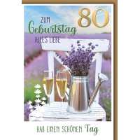 80. Geburtstag Glückwunschkarte mit Briefumschlag...