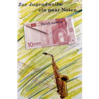 Jugendweihe Geldgeschenkkarte mit Umschlag  Saxophon...