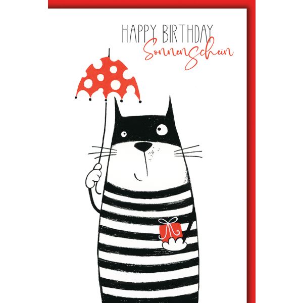 Geburtstag Glückwunschkarte mit Briefumschlag Pawpal mit Schirm