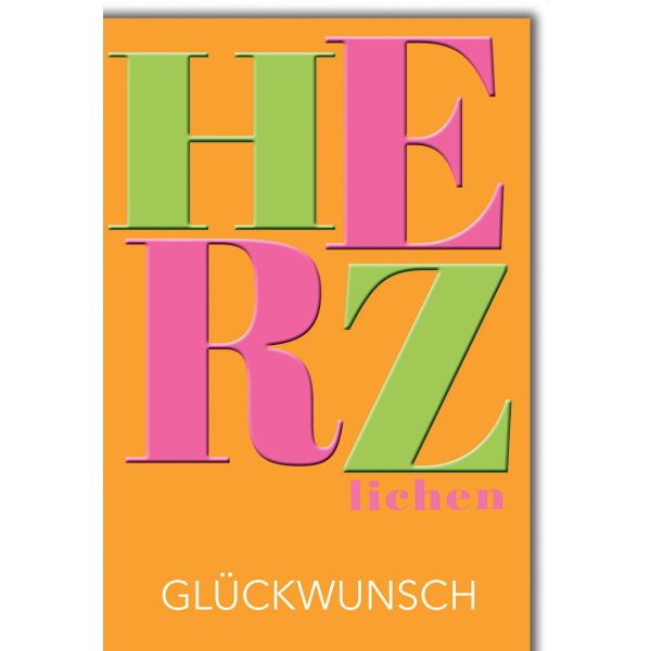 Geburtstag Glückwunschkarte mit Briefumschlag Herzlichen Glückwunsch, bunt