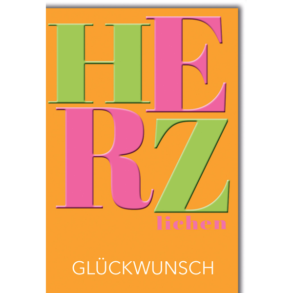 Geburtstag Glückwunschkarte mit Briefumschlag Herzlichen Glückwunsch, bunt