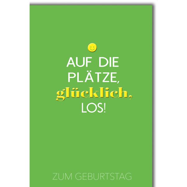 Geburtstag Glückwunschkarte mit Briefumschlag Text & Smiley auf grün
