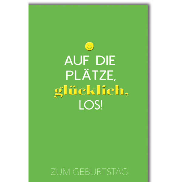 Geburtstag Glückwunschkarte mit Briefumschlag Text & Smiley auf grün