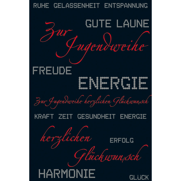 Jugendweihe Glückwunschkarte mit Umschlag  Freude Kraft Herzlichen Glückwunsch