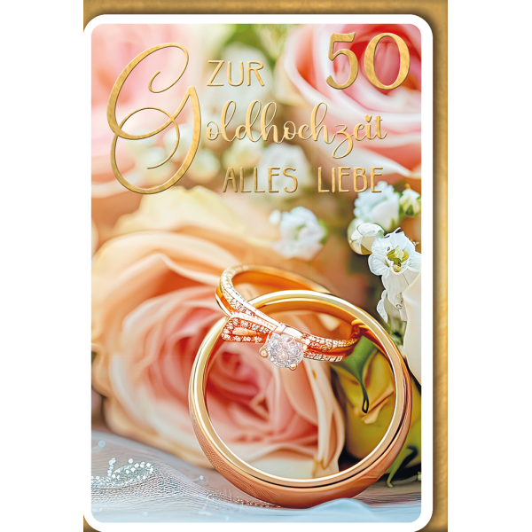 Goldhochzeit Glückwunschkarte mit Briefumschlag Eheringe
