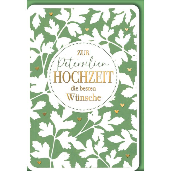Petersilienhochzeit Glückwunschkarte mit Briefumschlag Blätter auf grün