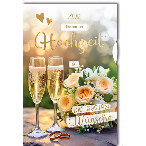 Hochzeitstag Drehzahl Glückwunschkarte mit Briefumschlag Drehrad Sektgläser - Hölzerne Rubin Silber Gold Diamant Eiserne Hochzeit