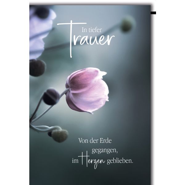Trauer Beileid Kondolenzkarte mit Umschlag In tiefer Trauer, lila Blume