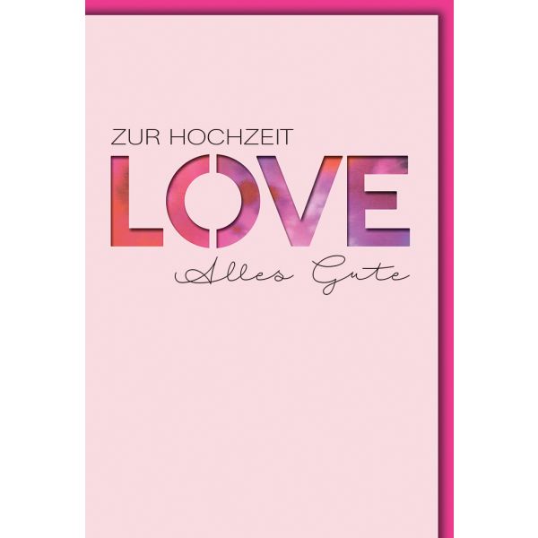 Hochzeitskarten Glückwunschkarte mit Briefumschlag Love, aquarell, gestanzt