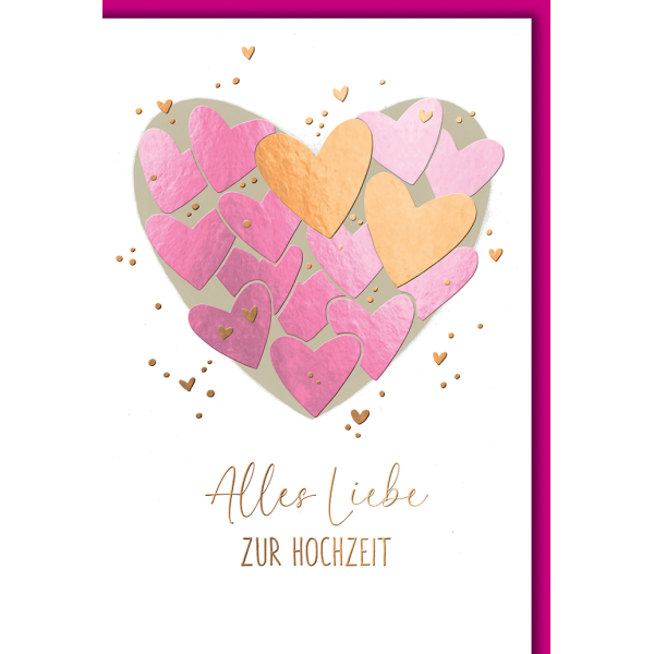 Jubiläumsgrußkarte Mit Umschlag – Design Mit Rosa & Silbernen Herzen, Laser-Cut, Für Partner, Jahrestag & Valentinstag