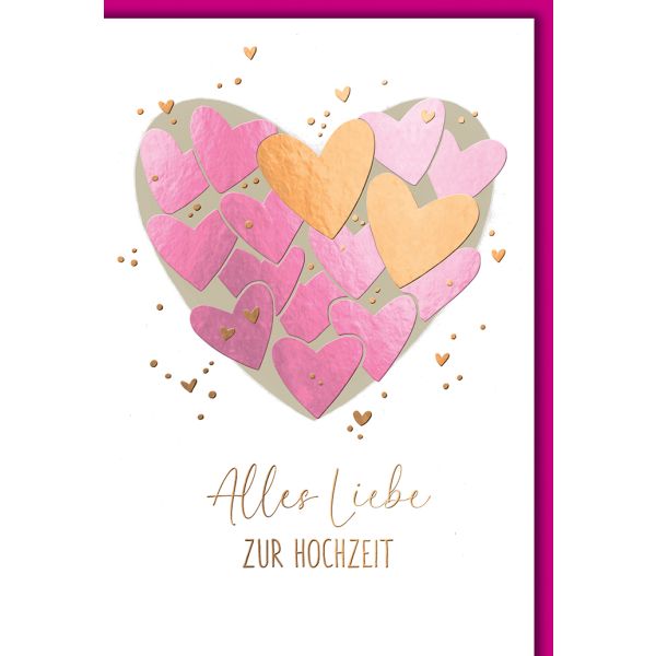Hochzeitskarten Glückwunschkarte mit Briefumschlag Viele Herzen in Herzform
