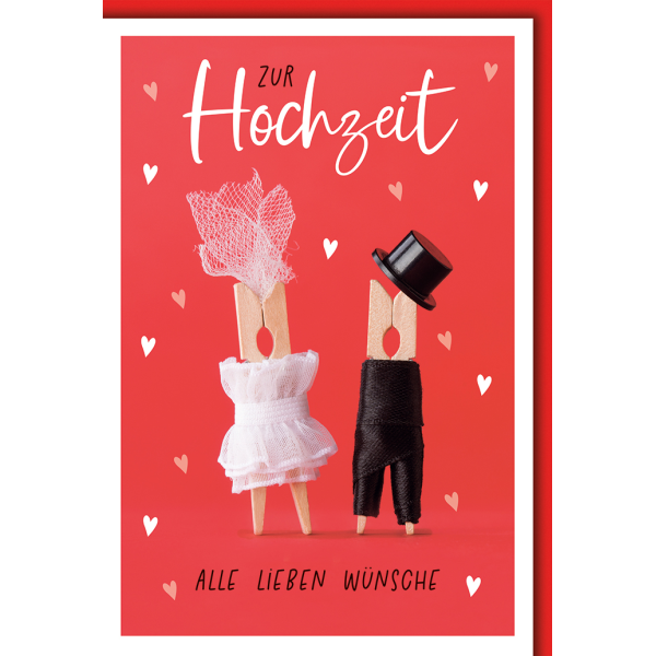 Hochzeitskarten Glückwunschkarte mit Briefumschlag Braut und Bräutigam Klammern