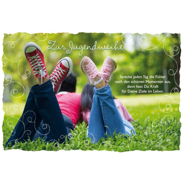 Jugendweihe Glückwunschkarte mit Umschlag  Spruch Wiese Jugend
