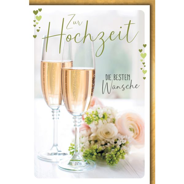 Hochzeitskarten Glückwunschkarte mit Briefumschlag Sektgläser